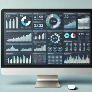 Tableau de bord montrant des ratios et rapports financier pour tenue de livre comptable